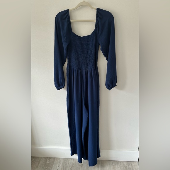 Amazon Pants - Amazon blue smock, long sleeve jumpsuit